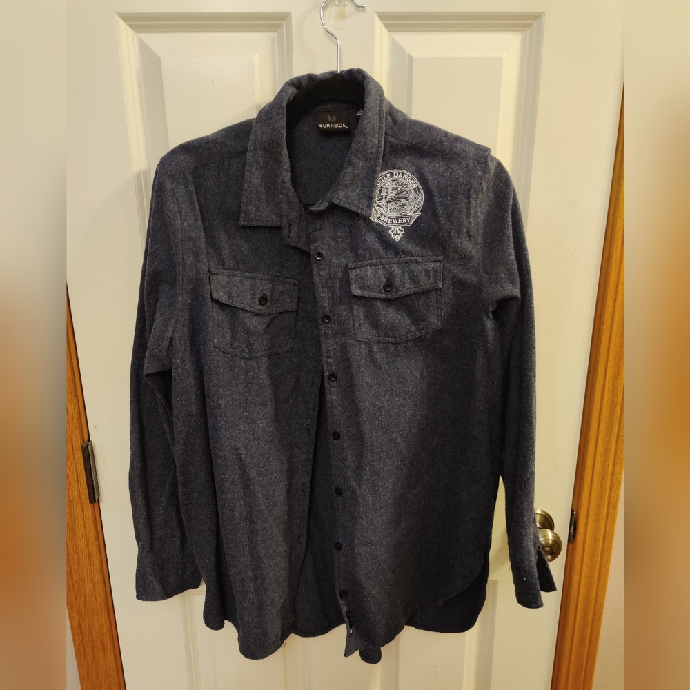 Castle Danger Brewery Burnside Dark Gray Button-Up with Embroidered Patch